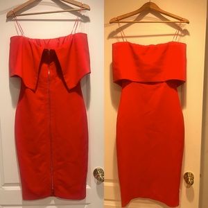 Red body con dress